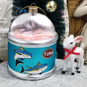 Blown Glass Canned Tuna Christmas Ornament Fish Foodie Funny Starkist Sea
